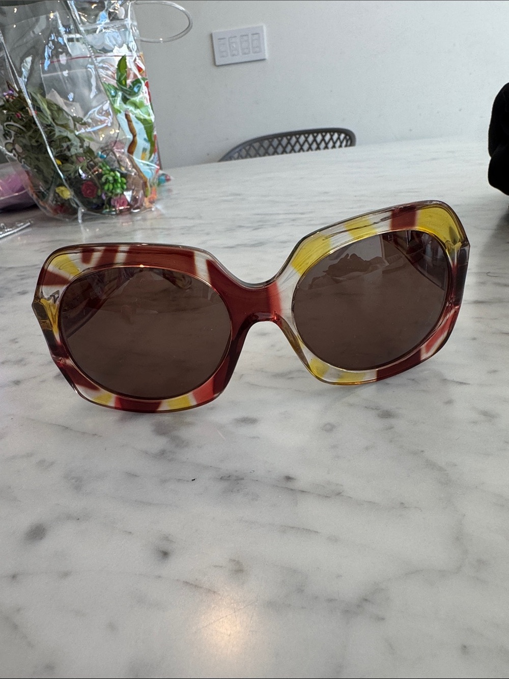 Badgley Mischka Red, Yellow and White Patterned Women’s Sunglasses